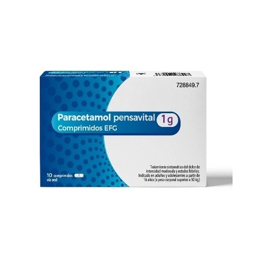 PARACETAMOL PENSAVITAL 1 G COMPRIMIDOS EFG, 10 comprimidos